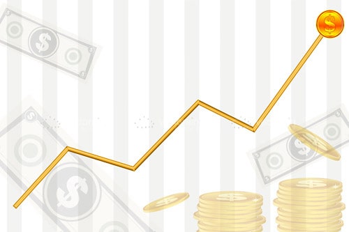 Business graph with dollar